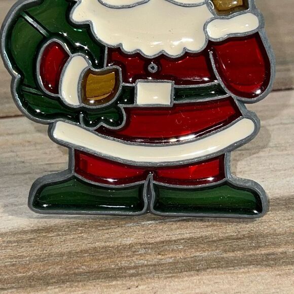 Christmas Santa Holiday Night Light Cover Stained Glass Style Clip On - Picture 8 of 8